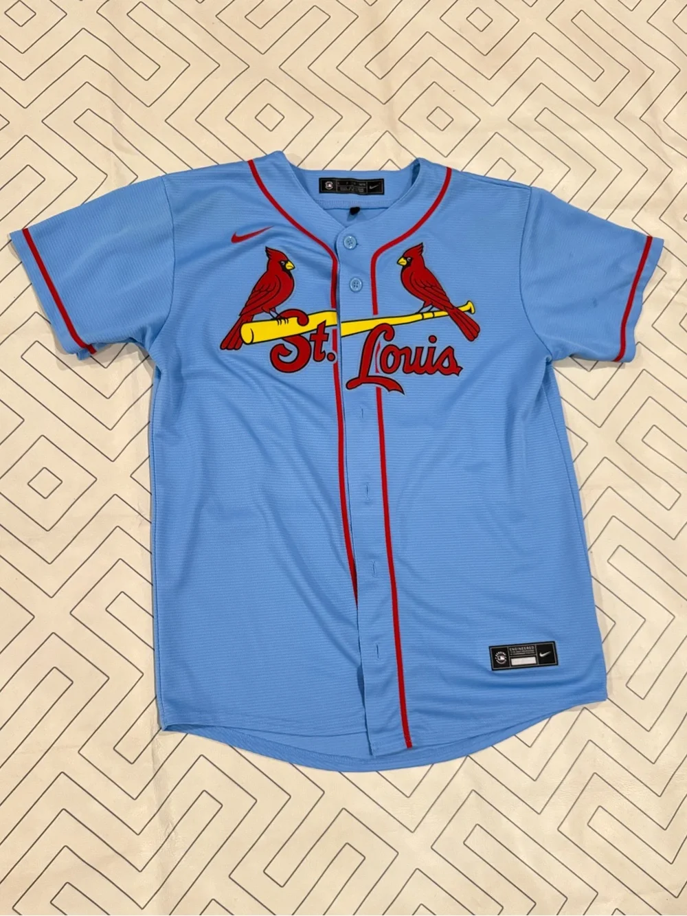 Nike MLB Kids St. Louis Cardinals Light Blue Jersey with Red Trim